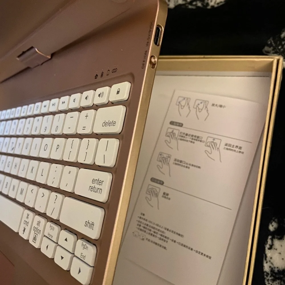 iPad Pro 12 in case with keyboard and swivel screen
